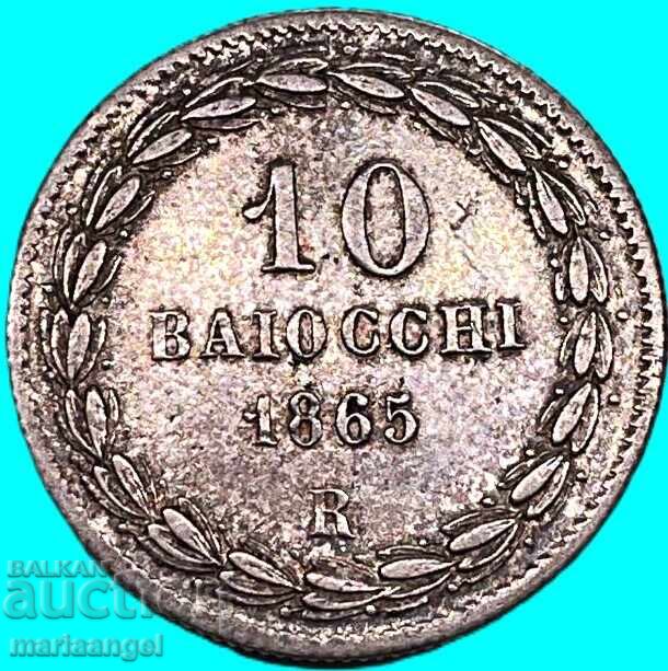 10 baiocchi 1865 Vatican 2,62g Pius al IX-lea argint - rară și scumpă 10 baiocchi 1865 Vatican 2,62g Pius al IX-lea argint - rară și scumpă
