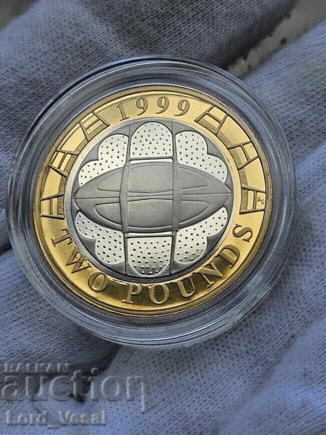 Delivery of 2 Pounds 1999 - Rugby World Cup Great Britain Delivery of 2 Pounds 1999 - Rugby World Cup Great Britain