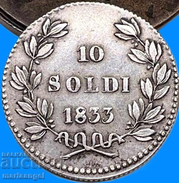 Lucca 10 soldi 1833 Italia Carlo Lodovico di Borbon 2,34g Ag cu preț € 139.00 | 271.86 BGN