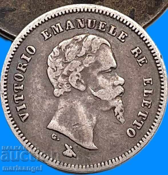 Аукцион 50 чентесими 1860 Италия F - Флоренция сребро