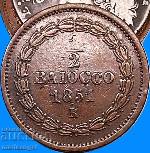 1/2 baiocco 1851 Βατικανό ΡΩΜΗ 23mm χαλκός - 7