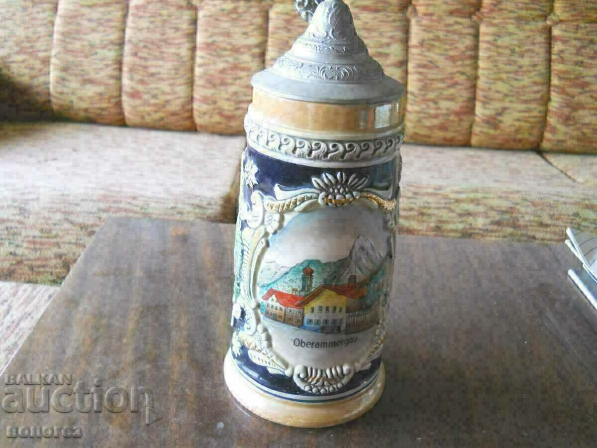 Licitație Cană mare de ceramică pentru bere "Original King" - Germania Licitație Cană mare de ceramică pentru bere "Original King" - Germania