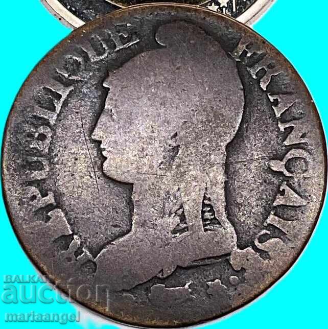 Франция 5 сантима 1796 Lan 5 R -  рядка - 7