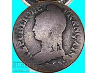 Франция 5 сантима 1796 Lan 5 R -  рядка