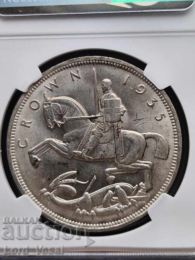 1 краун 1935 NGC MS63 - Люлеещо се Конче Великобритания - 6