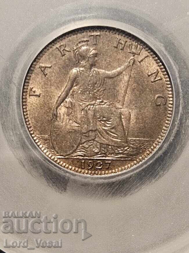 Delivery of 1 Farthing 1927-G5-4/B Fr. 607 CGS UNC 82 Great Britain