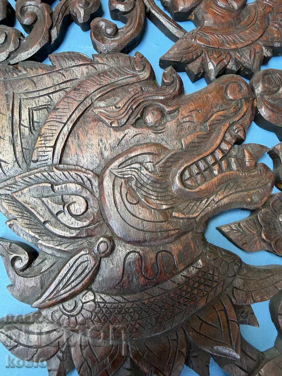 Auction  Old Indian woodcarving - panel