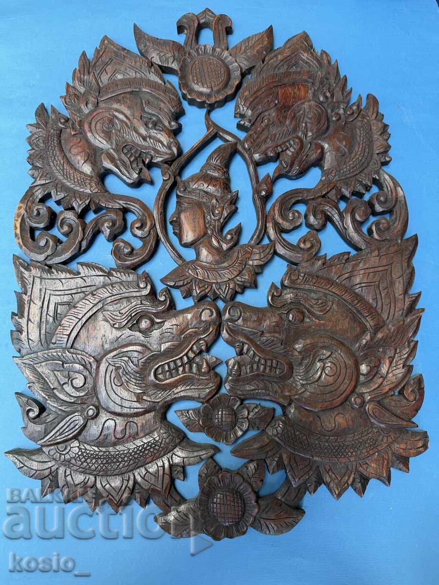 Old Indian woodcarving - panel
