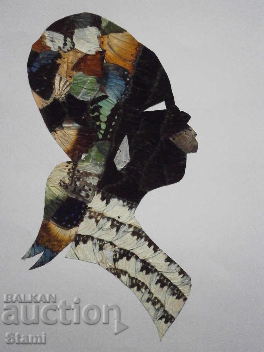 Portret de femeie africană - serie de tablouri din aripi de fluture