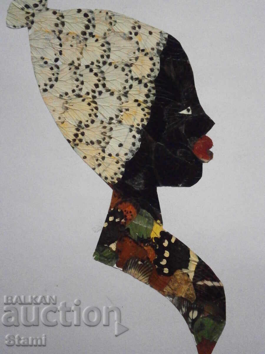 Portret de femeie africană - serie de tablouri din aripi de fluture cu preț € 25.00 | 48.90 BGN Portret de femeie africană - serie de tablouri din aripi de fluture cu preț € 25.00 | 48.90 BGN