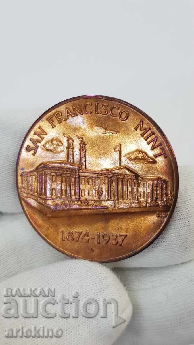Παράδοση Συλλεκτικό διακριτικό, μετάλλιο "SAN FRANCISCO MINT" 1874-1937