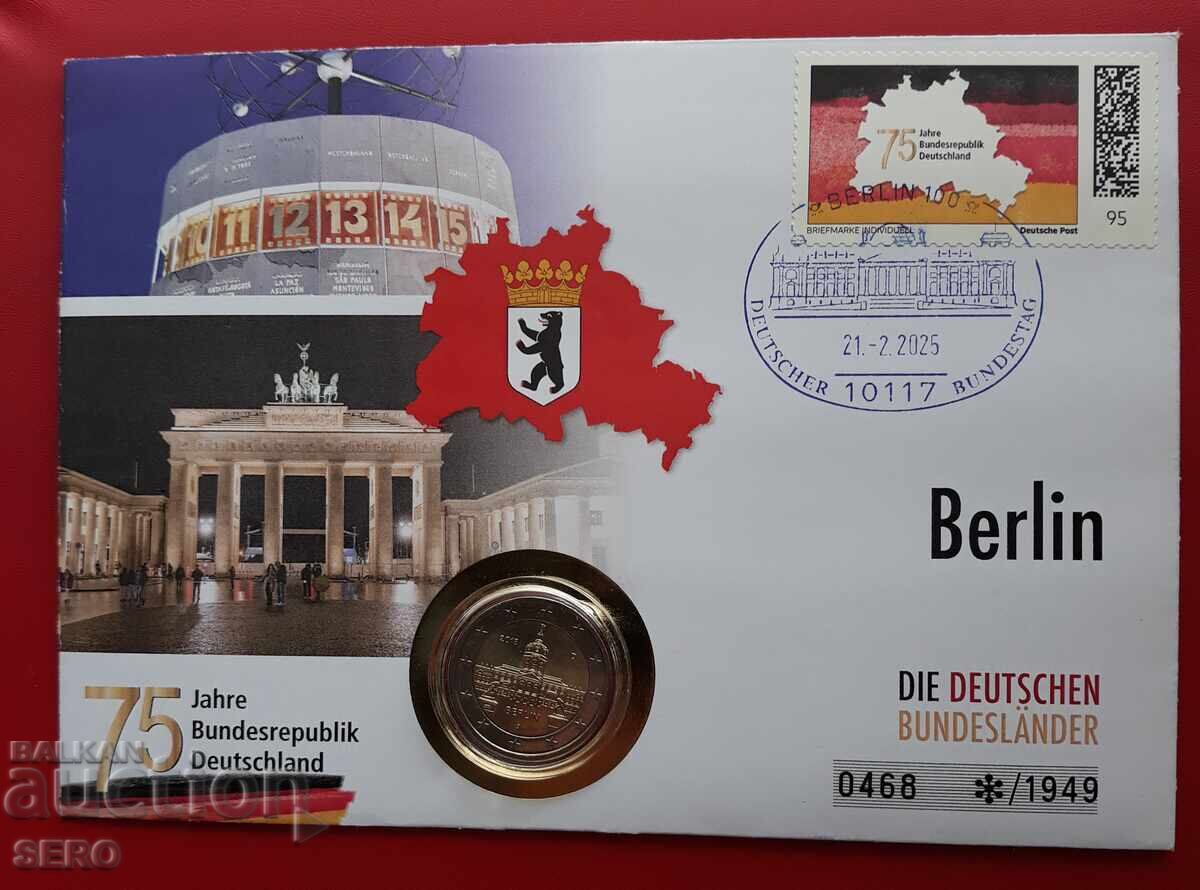 Германия-2 евро 2018 и пощ.марка в красив плик