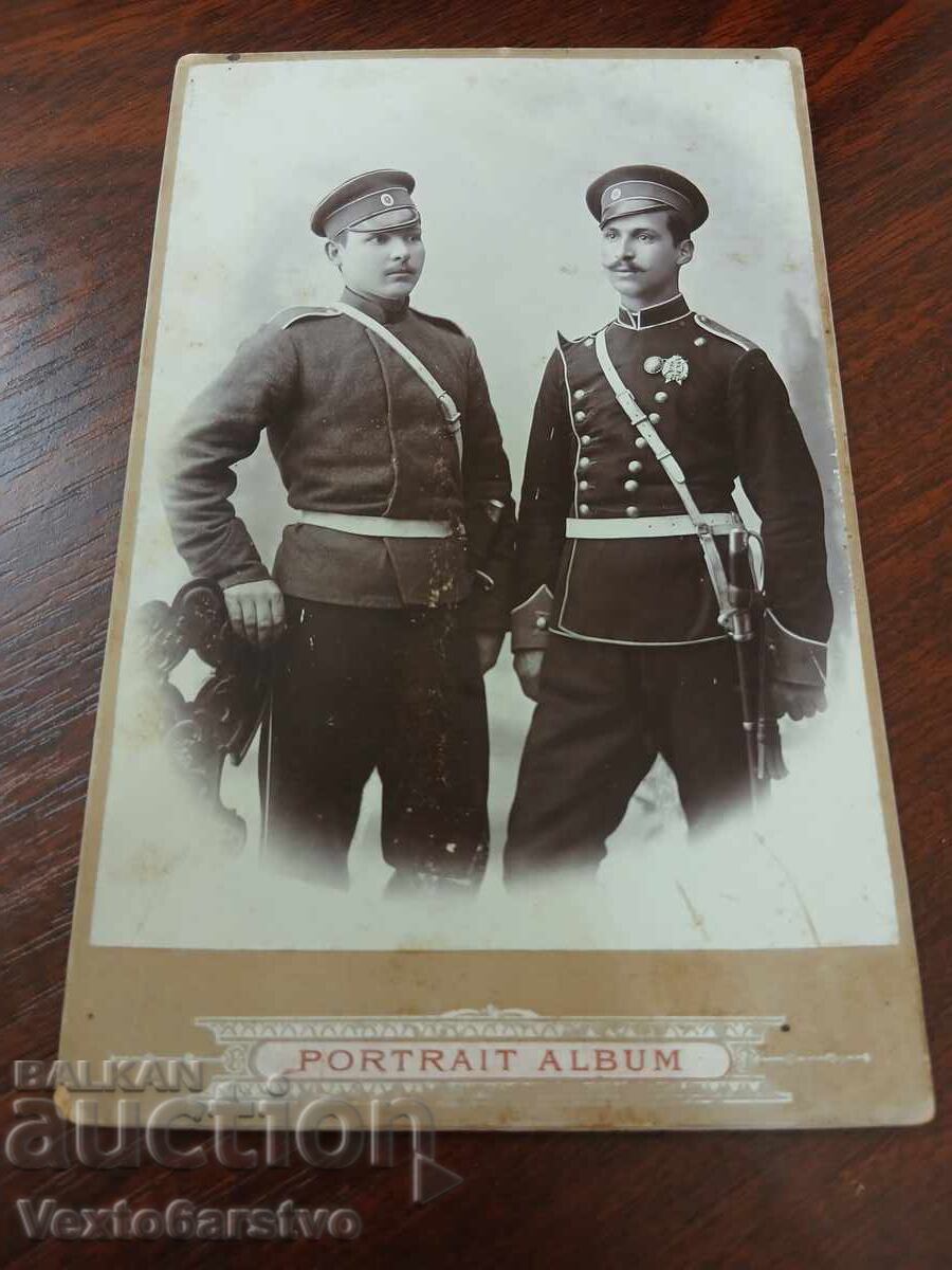 Fotografie-Poză veche-Carton-MILITAR-OFIȚER-UNIFORMĂ