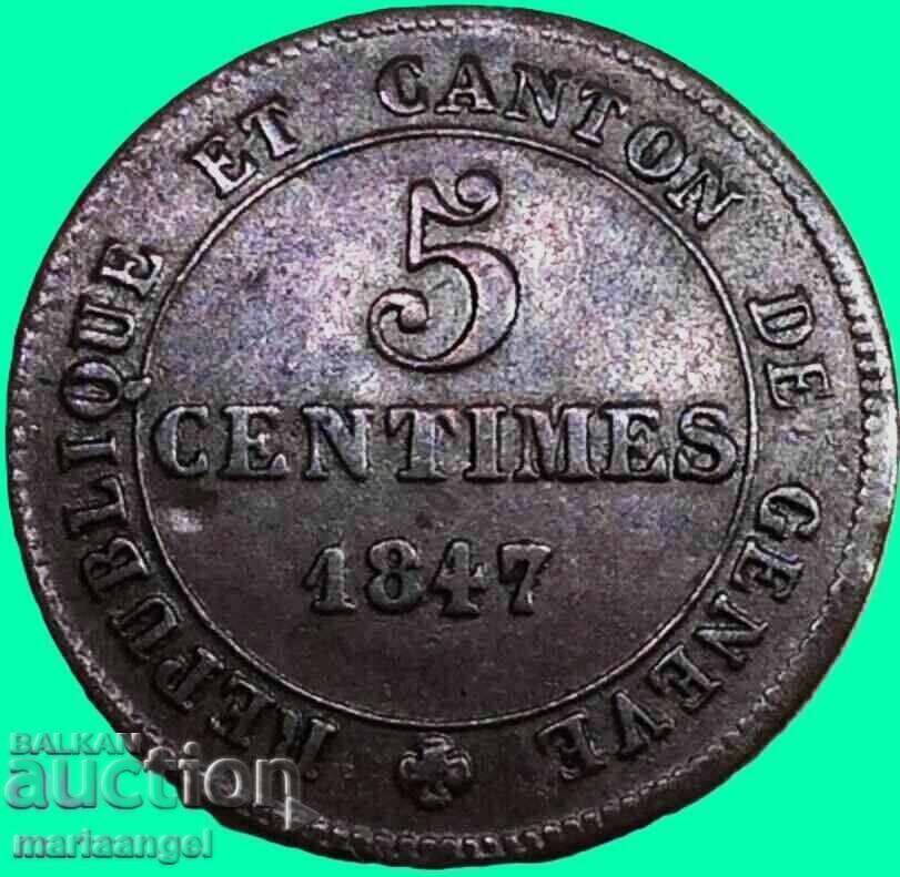 5 λεπτά 1847 Ελβετία καντόνι της Γενεύης - 6 5 λεπτά 1847 Ελβετία καντόνι της Γενεύης - 6