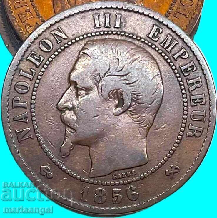 Доставка на Франция 10 сантима 1856 30мм Наполеон III бронз