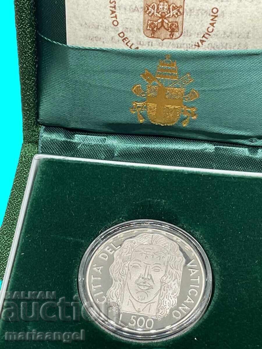 Livrarea 500 lire 1998 Vatican argint cutie certificat UNC PROOF Livrarea 500 lire 1998 Vatican argint cutie certificat UNC PROOF