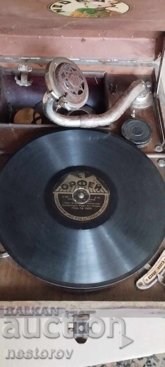 VECHI GRAMOFON MECANIC "MEDEA" 1930 REGATUL BULGARIEI