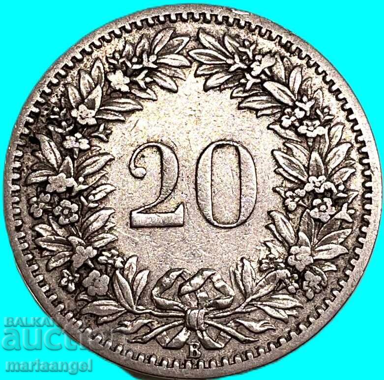20 Rapen 1887 Elveția Cantonul Berna - an rar cu preț € 8.90 | 17.41 BGN 20 Rapen 1887 Elveția Cantonul Berna - an rar cu preț € 8.90 | 17.41 BGN