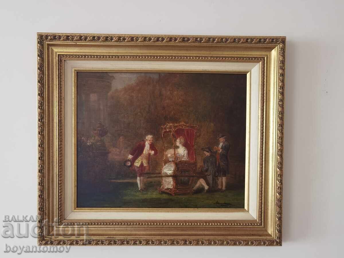 Tablou Cavaler și damă într-o trăsură, Antony Serres cu preț € 1200.00 | 2347.00 BGN Tablou Cavaler și damă într-o trăsură, Antony Serres cu preț € 1200.00 | 2347.00 BGN