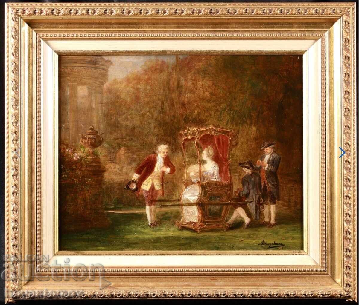 Tablou Cavaler și damă într-o trăsură, Antony Serres Tablou Cavaler și damă într-o trăsură, Antony Serres