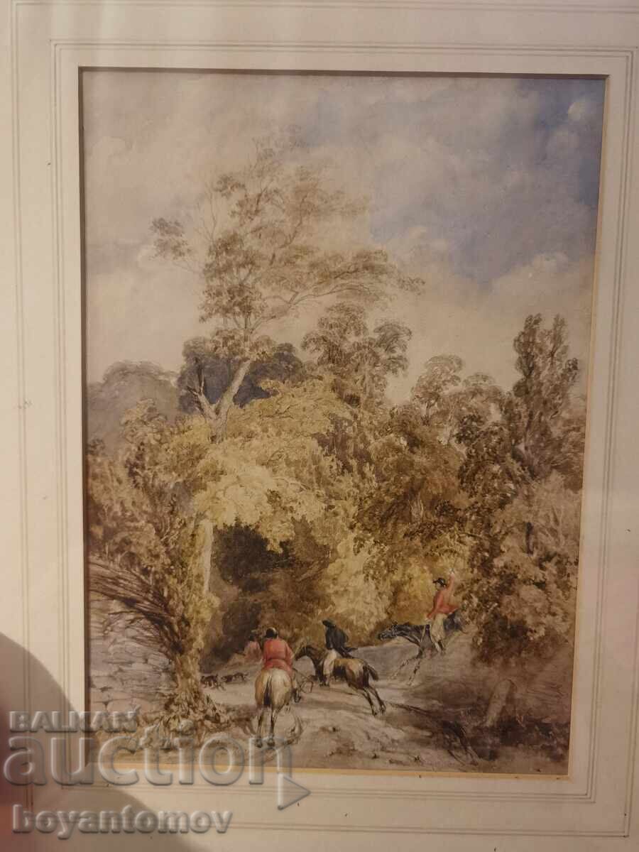 Watercolor painting Hunting scene, John Frederick Tayler with price € 400.00 | 782.33 BGN Watercolor painting Hunting scene, John Frederick Tayler with price € 400.00 | 782.33 BGN