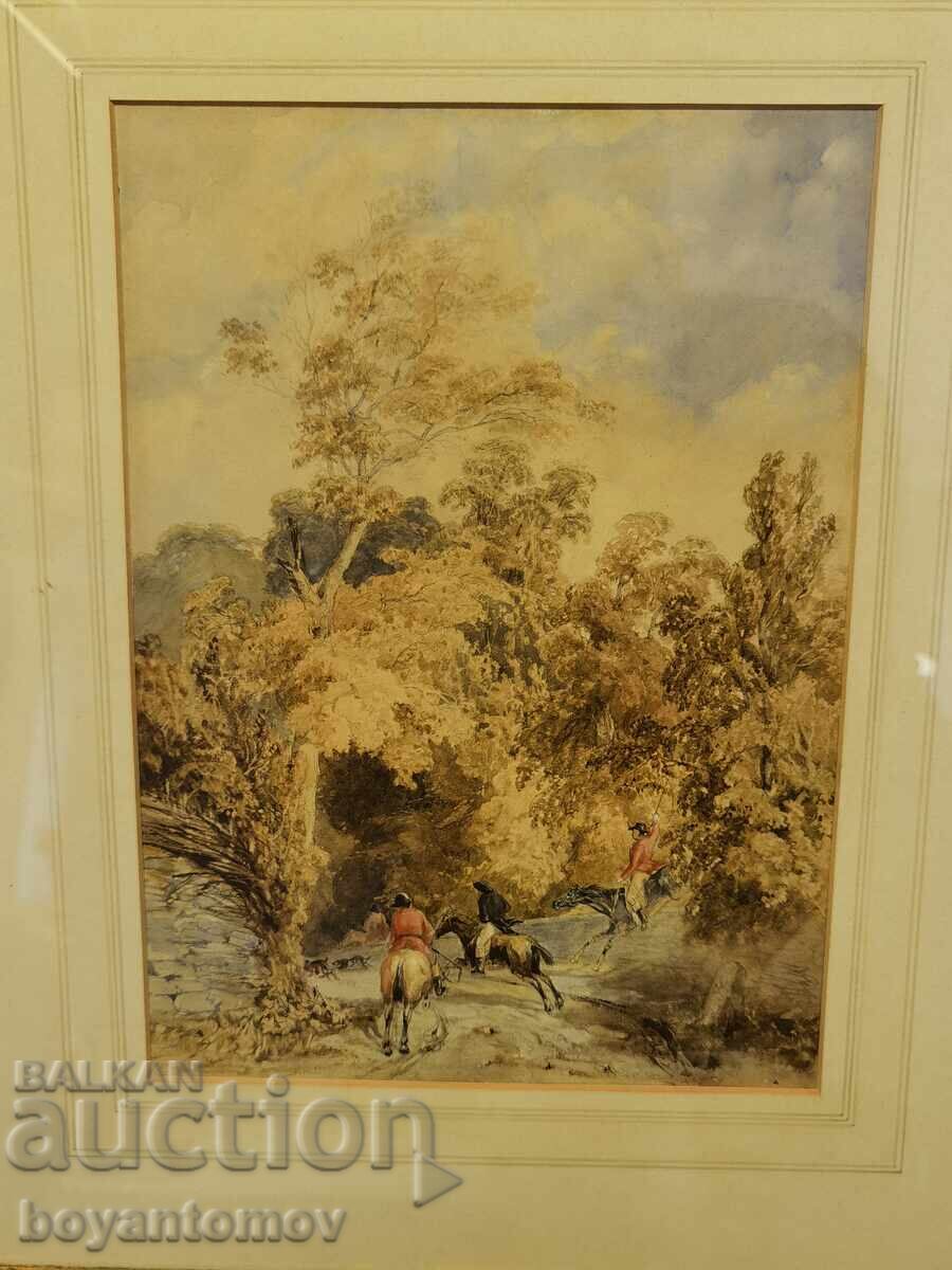 Watercolor painting Hunting scene, John Frederick Tayler Watercolor painting Hunting scene, John Frederick Tayler