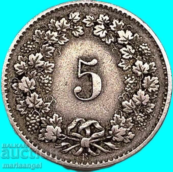 Livrarea Elveția 5 Rappen 1880 Helveția