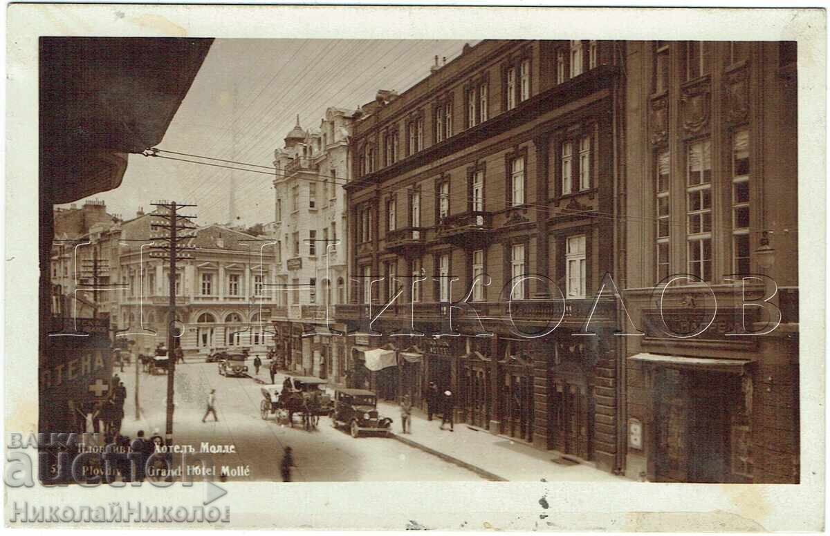 1933 CARTE POȘTALĂ VECHE PLOVDIV HOTEL MOLLE J686