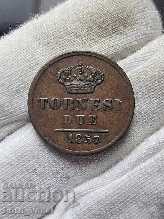 Доставка на Кралство на Двете Сицилии 2 торнези (Tornesi Due) от 1857