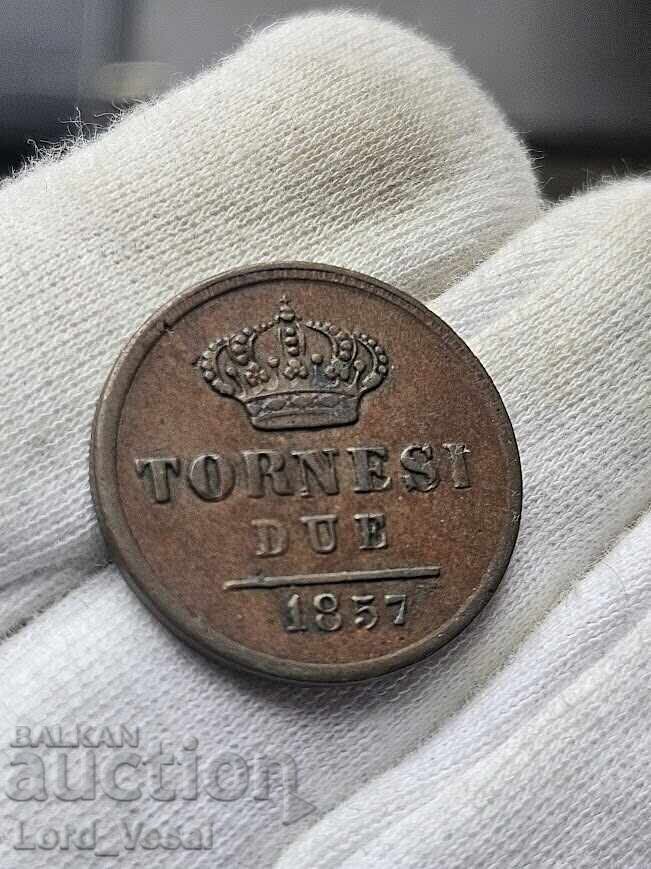 Кралство на Двете Сицилии 2 торнези (Tornesi Due) от 1857 - 6