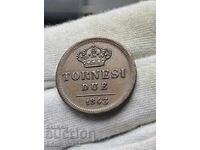 Regatul celor Două Sicilii 2 tornesi (Tornesi Due) din 1843