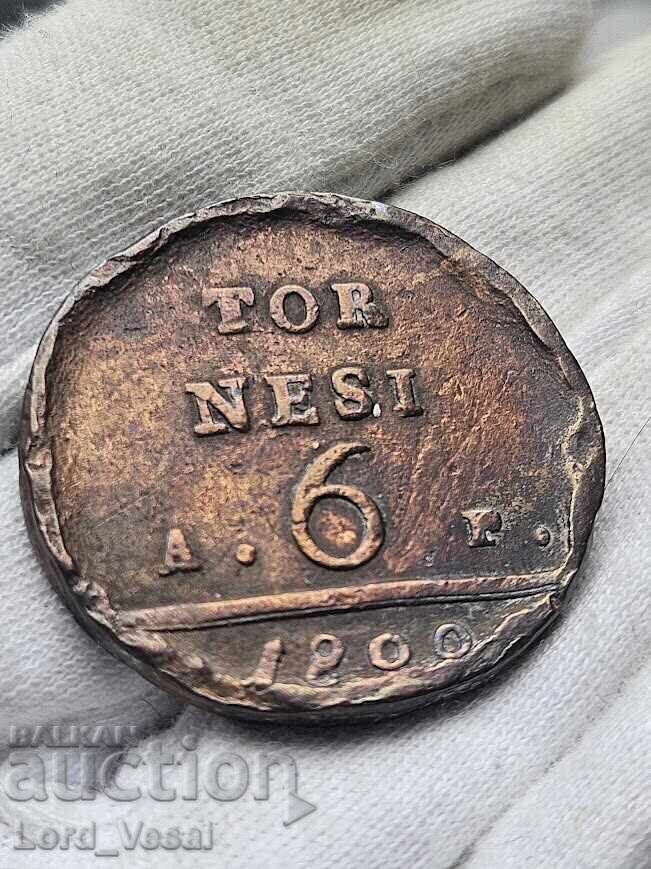 Кралство Неапол 6 торнези (6 Tornesi) от 1800 г. - 5