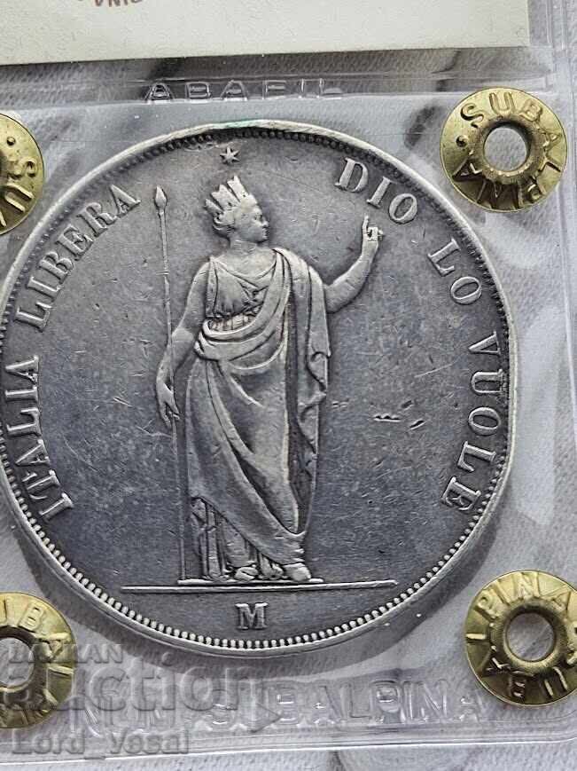 Kingdom of Lombardy 5 Lire 1848 M - 6
