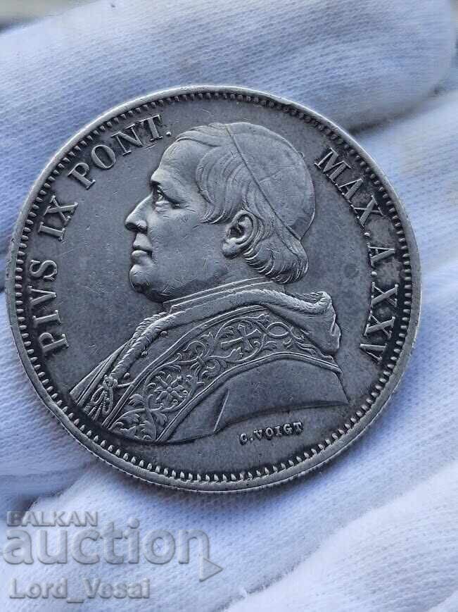 Vatican 5 lire 1870 R A. XXV Vatican 5 lire 1870 R A. XXV