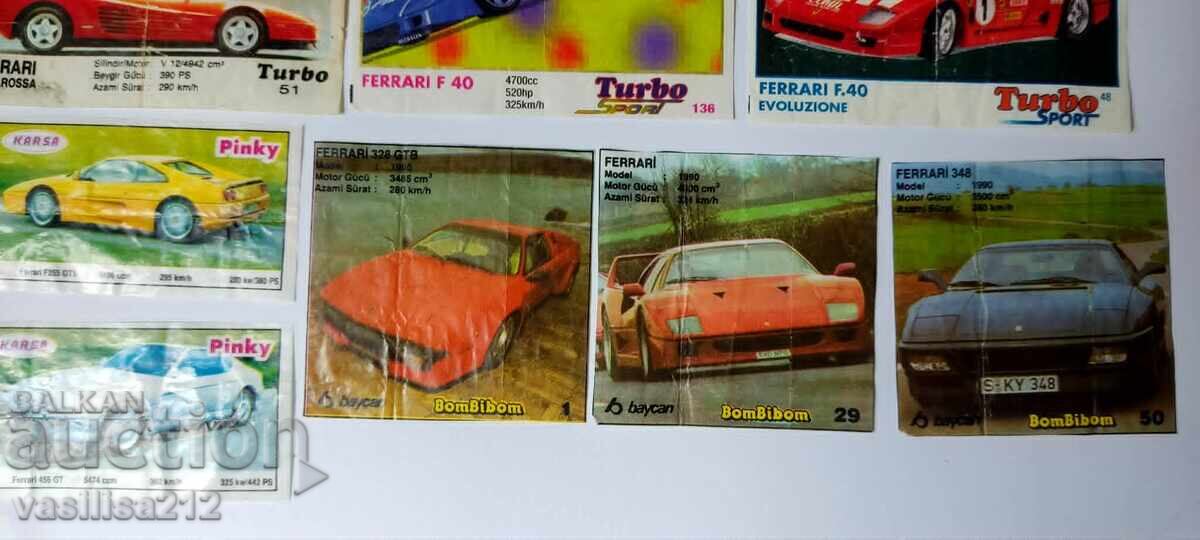 Licitație Colecție de abțibilduri Ferrari din gumă de mestecat Licitație Colecție de abțibilduri Ferrari din gumă de mestecat
