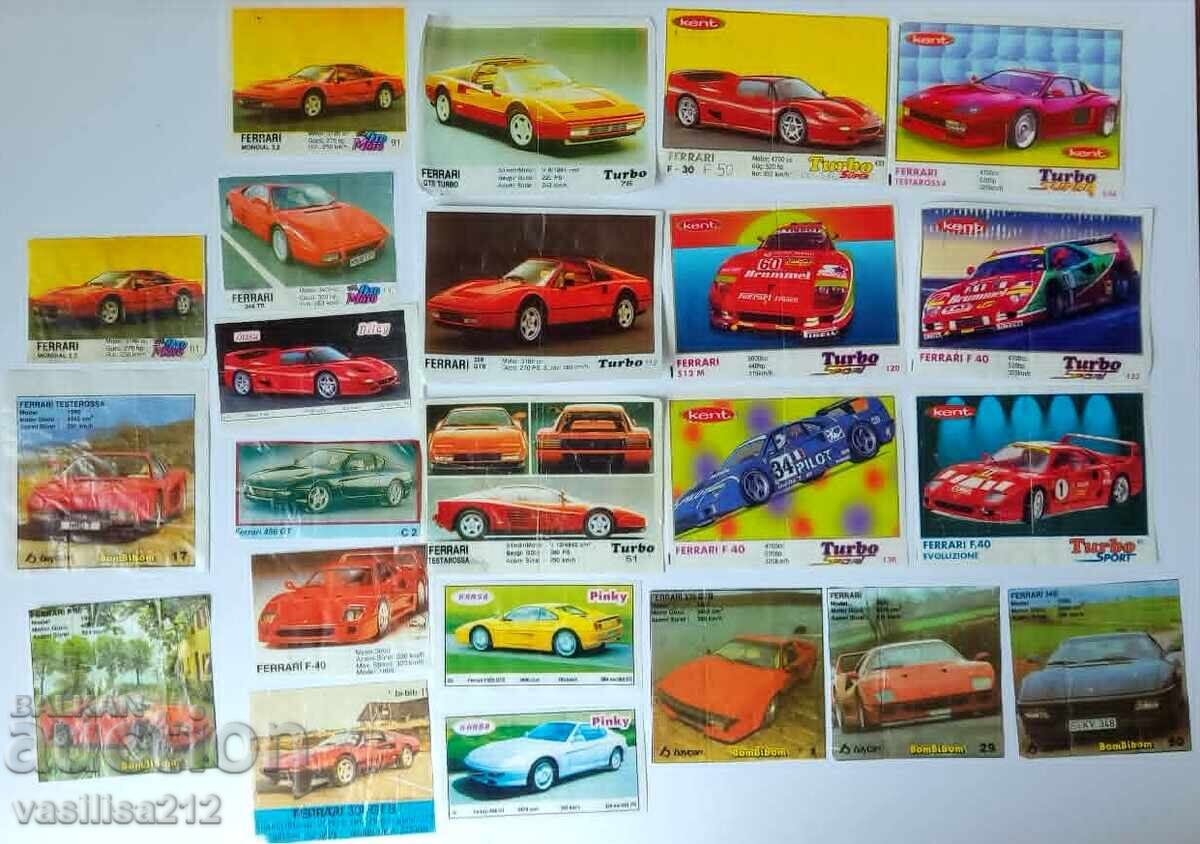 Colecție de abțibilduri Ferrari din gumă de mestecat Colecție de abțibilduri Ferrari din gumă de mestecat