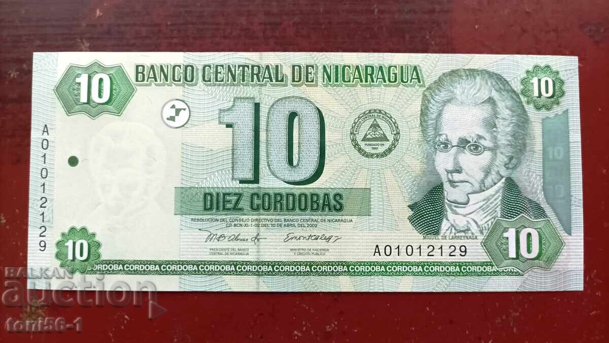 Nicaragua 10 córdobas 2002 UNC