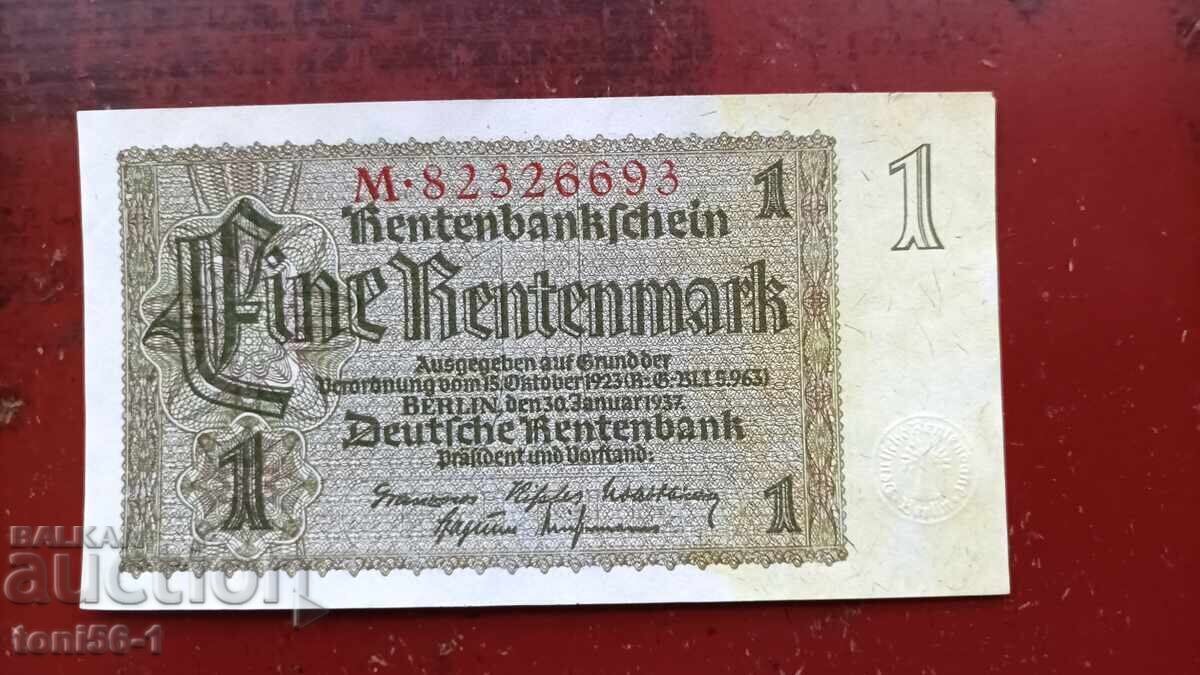 Germany 1 Rentenmark 1937 aUNC