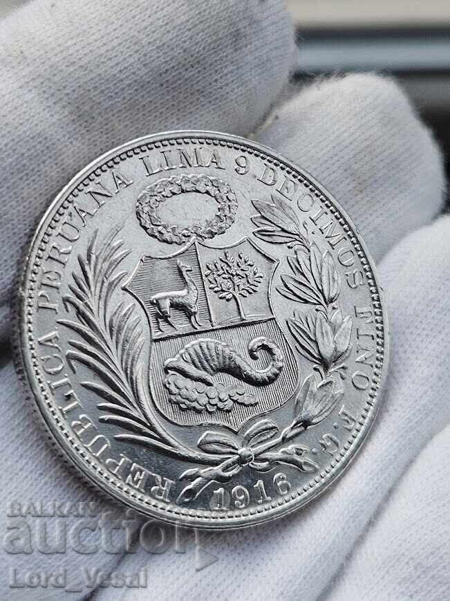 Peru 1 Sol 1916 LIMA FG - 5 Peru 1 Sol 1916 LIMA FG - 5