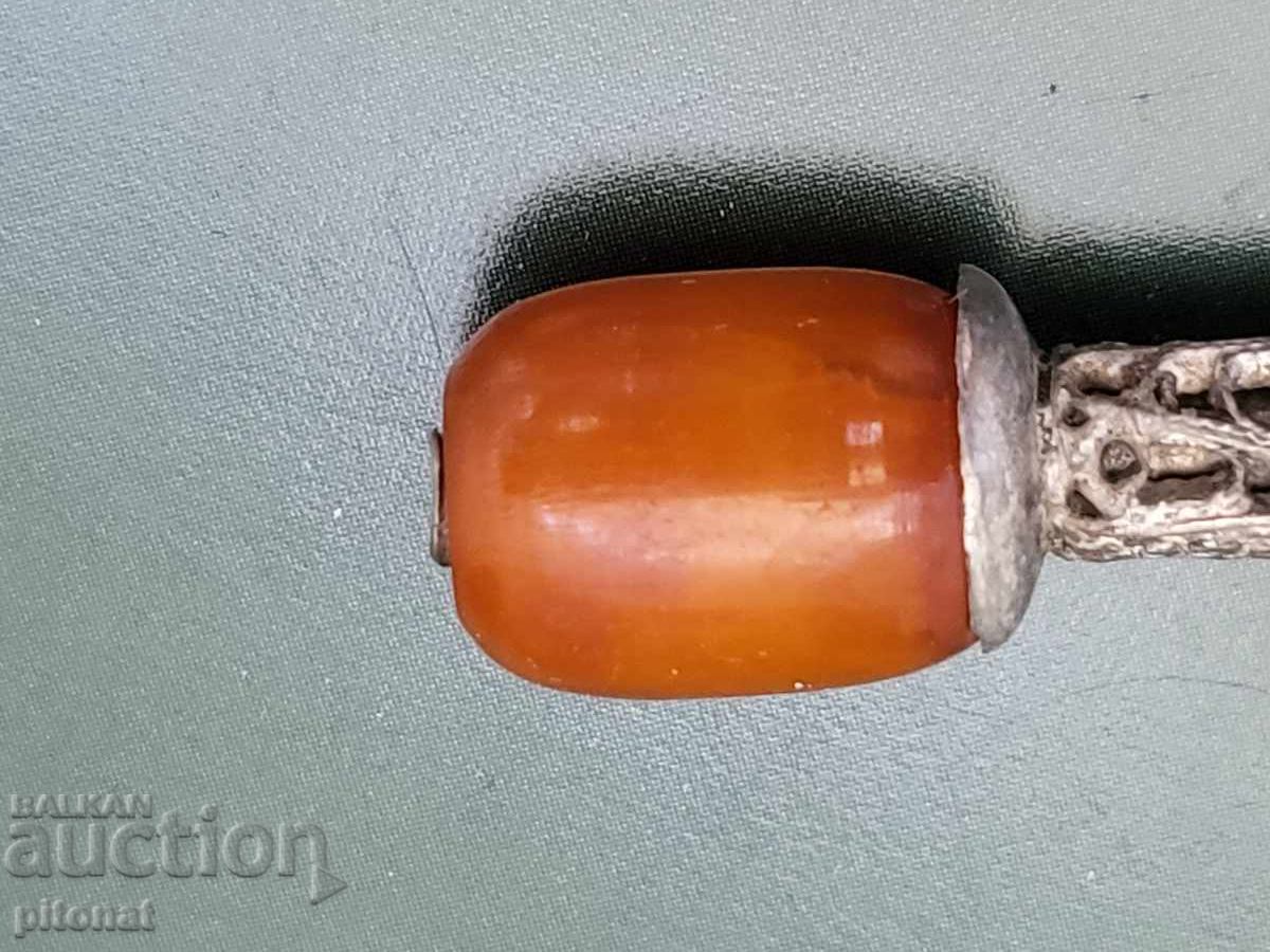 Доставка на Антикварно сребърно цигаре с кехлибар Доставка на Антикварно сребърно цигаре с кехлибар