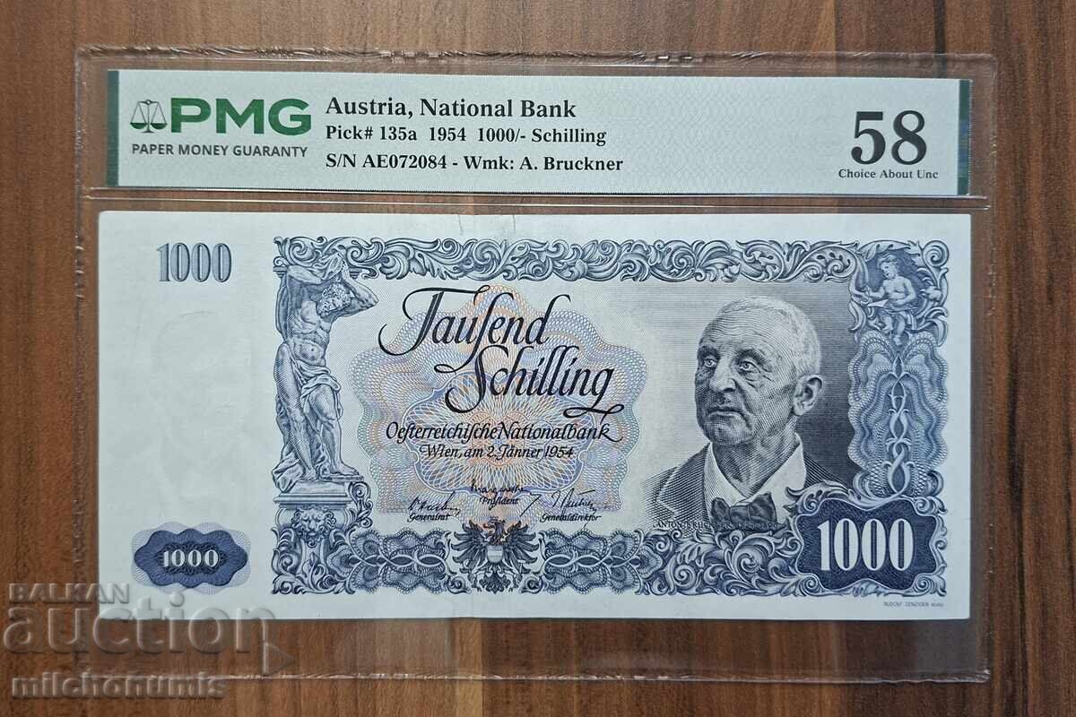 Австрия 1000 шилинга 1954 ПМГ 58грейд