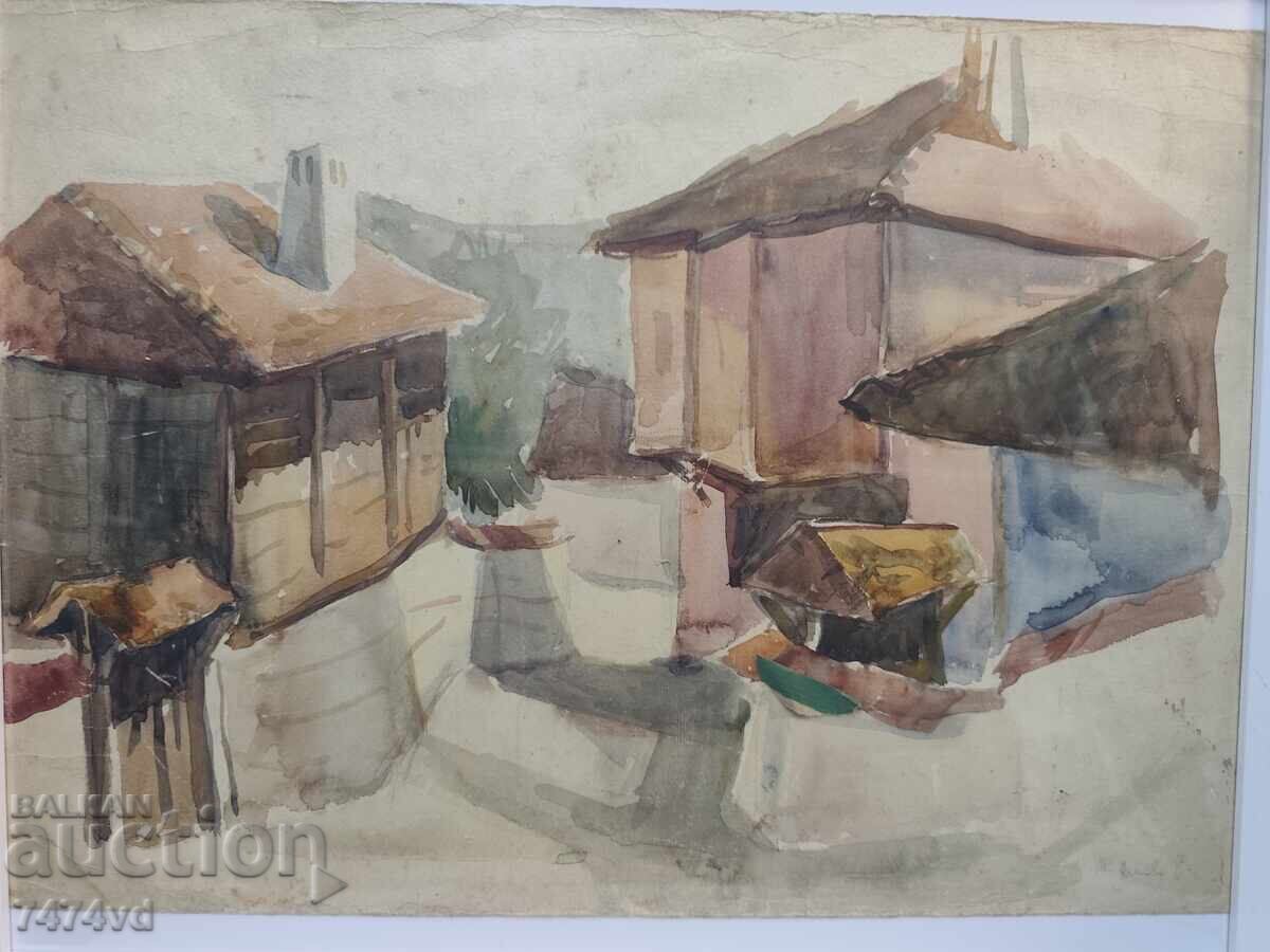 Old Bulgarian watercolor by the artist Todor Dimitrov, 1963 with price € 80.00 | 156.47 BGN Old Bulgarian watercolor by the artist Todor Dimitrov, 1963 with price € 80.00 | 156.47 BGN