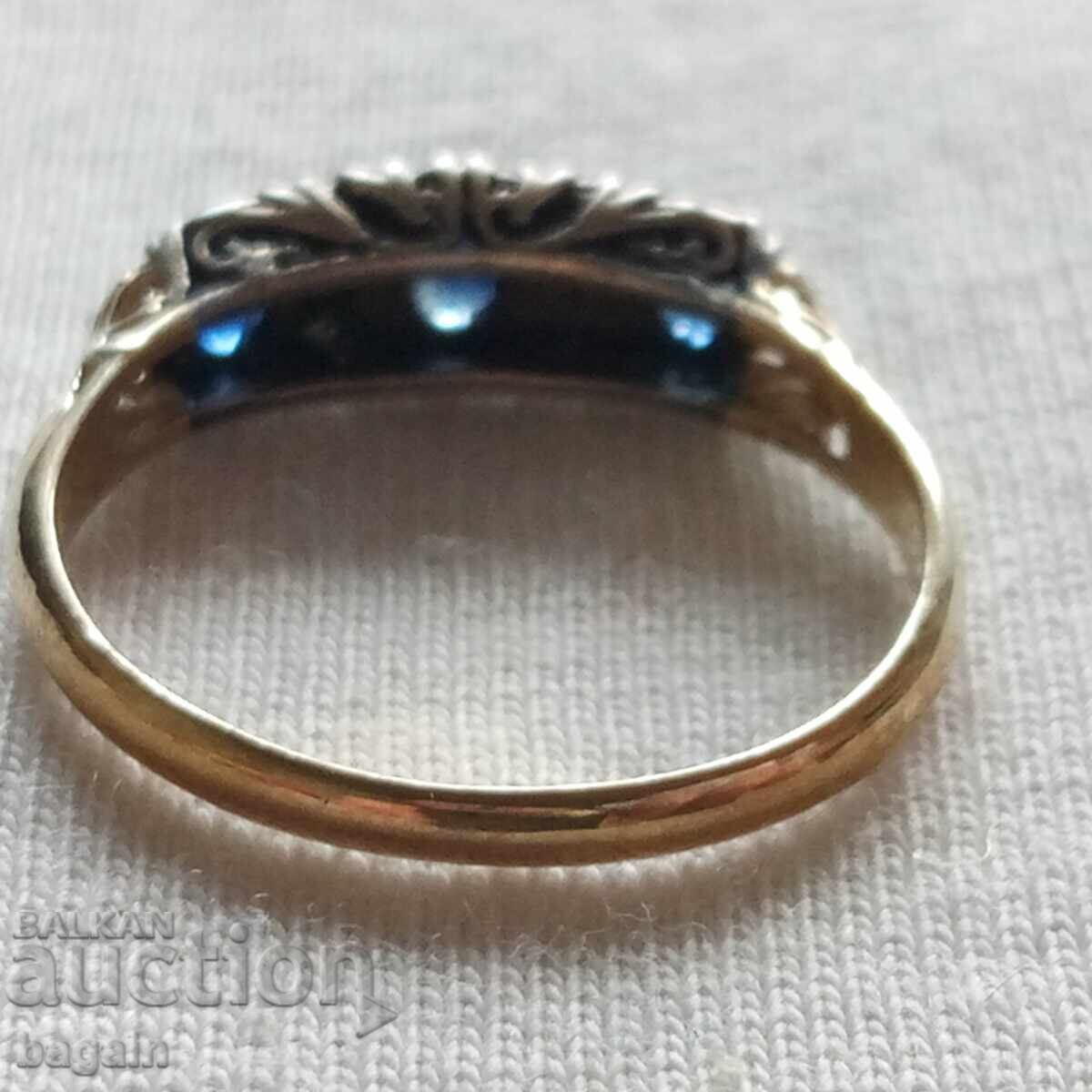 Δαχτυλίδι με ζαφείρια. Ασήμι με επιχρύσωση με τιμή € 35.00 | 68.45 BGN
