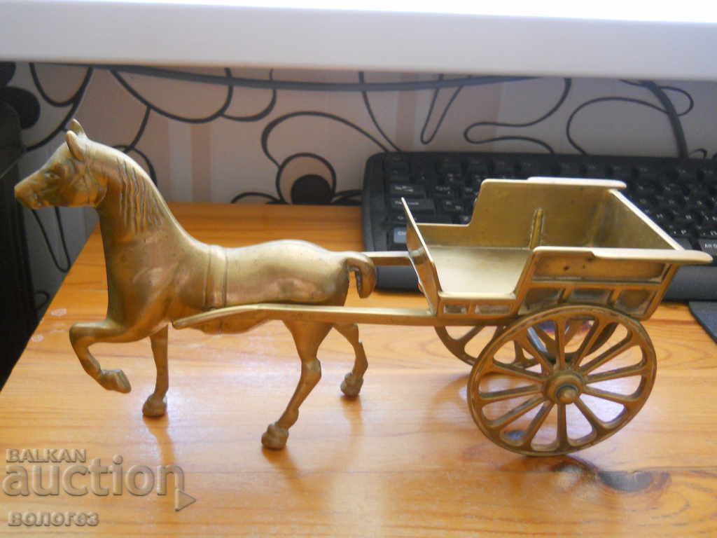 Antique Bronze Figurine - Horse with Carriage