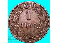 1 kreĭtser 1860 V - Kremnits Avstriya