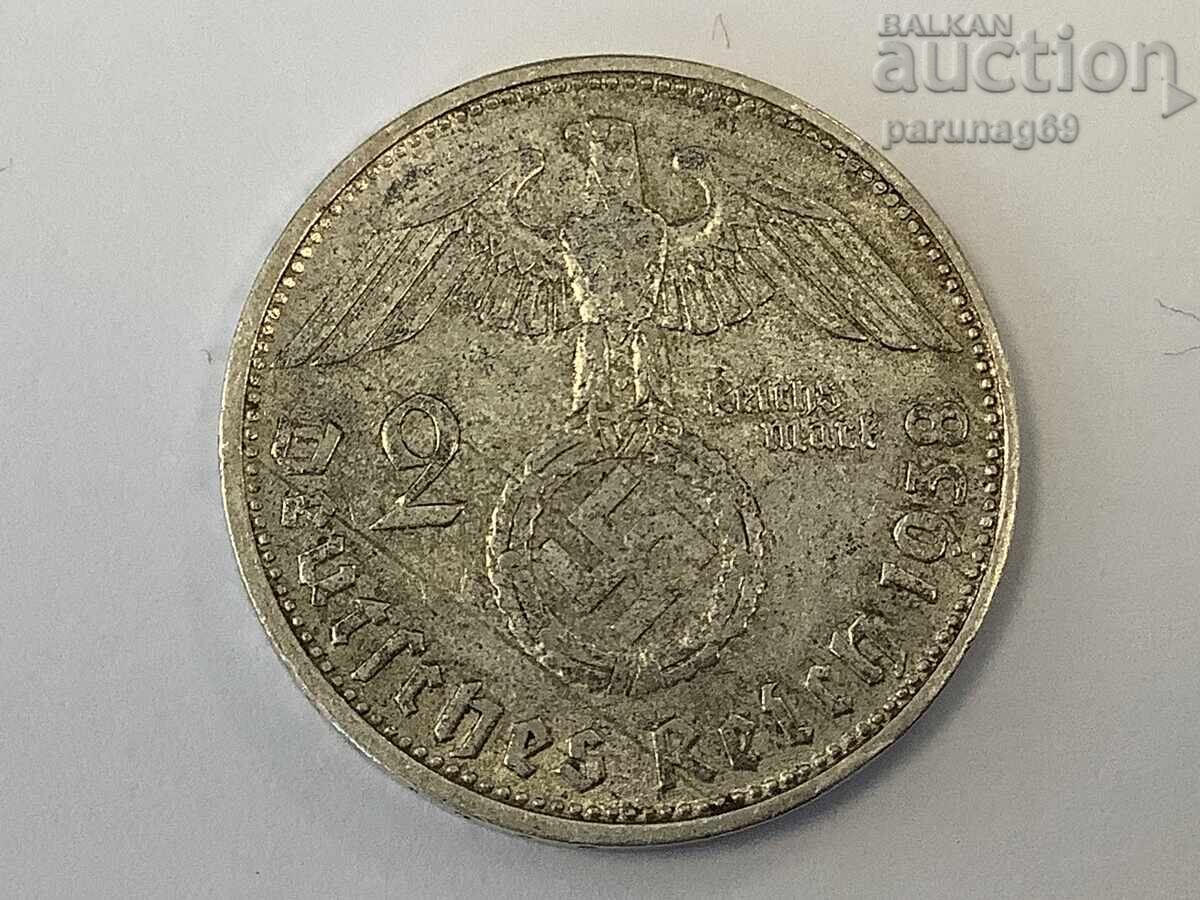 Germania 2 mărci 1938 'D' - München Argint 0.625 Germania 2 mărci 1938 'D' - München Argint 0.625