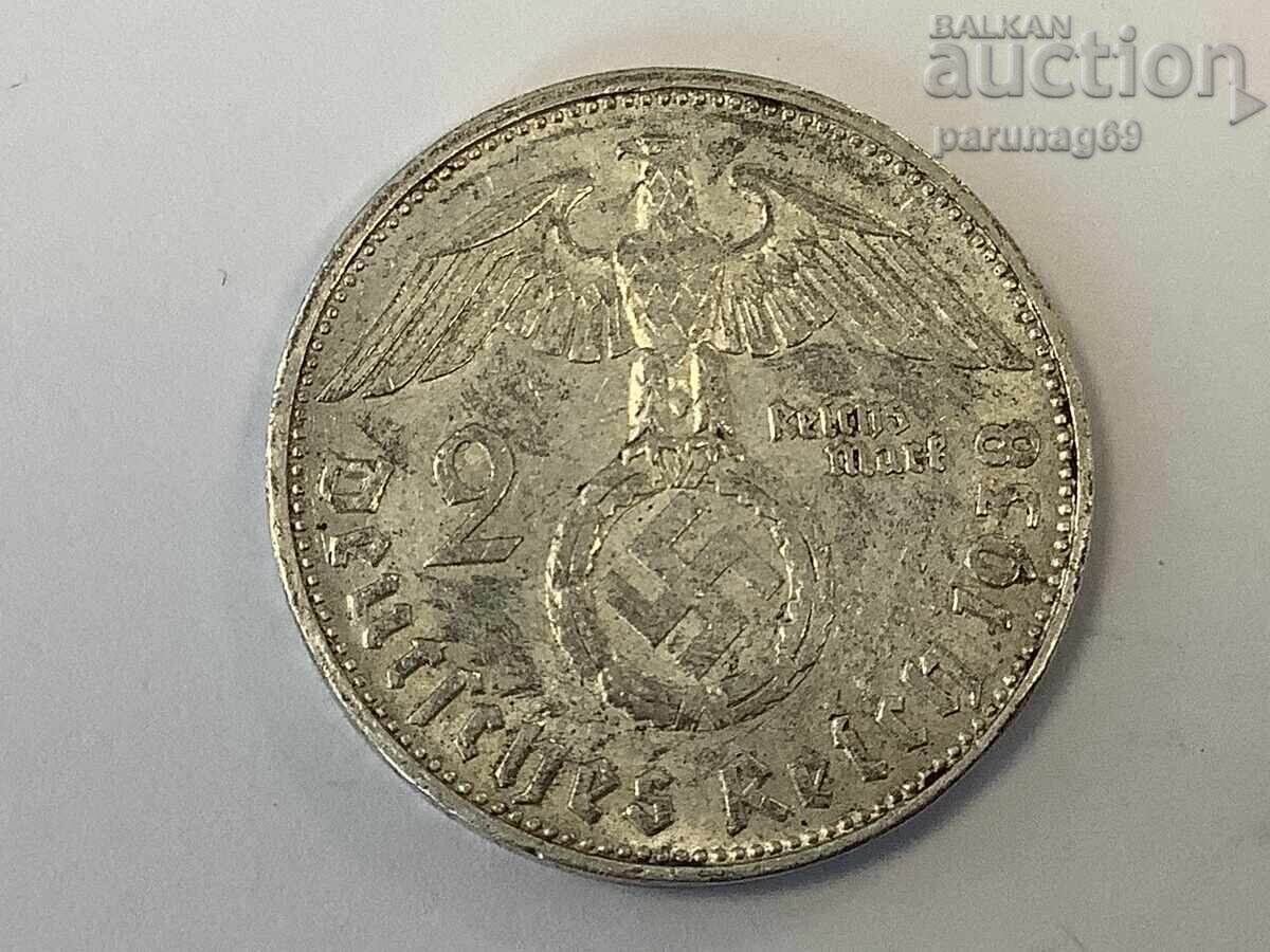 Germany 2 Marks 1938 "B" - Vienna Silver 0.625 Germany 2 Marks 1938 "B" - Vienna Silver 0.625