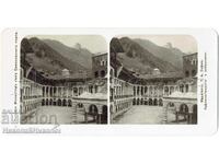 VECHE FOTOGRAFIE STEREOSCOPICĂ MĂNĂSTIREA RILA SERIA 2/20 J694