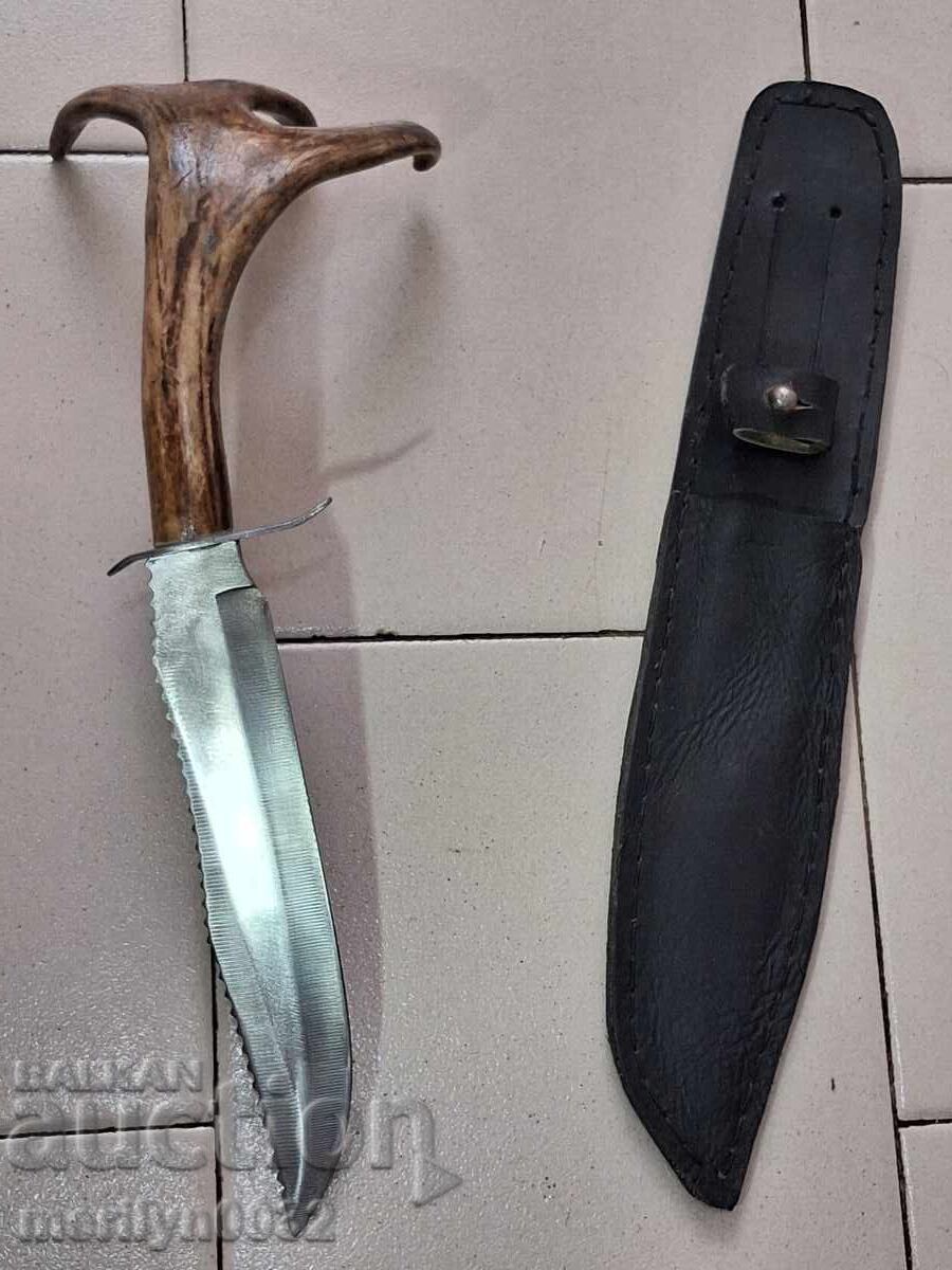 Κυνηγετικό μαχαίρι με θήκη, λαβή από κέρατο ελαφιού ΜΟΝΑΔΙΚΟ με τιμή € 98.89 | 193.41 BGN