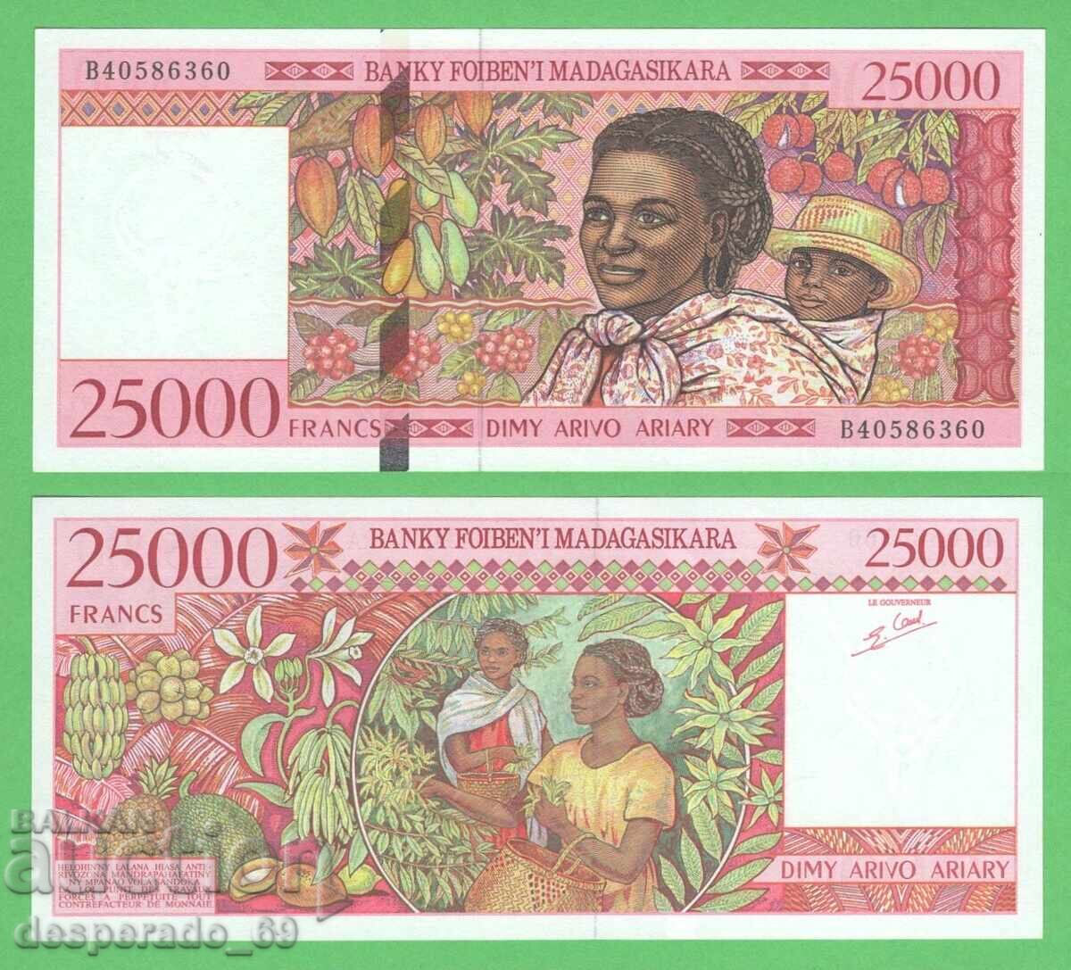(¯`'•.¸ MADAGASCAR 25,000 francs 1998 UNC ¸.•'´¯)